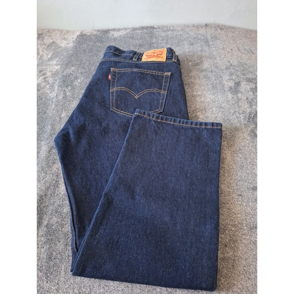 Levis 505 Relaxed St Leg Jeans Mens‎ 42x30 Blue Denim Dk Wash Cowboy Rodeo Ranch